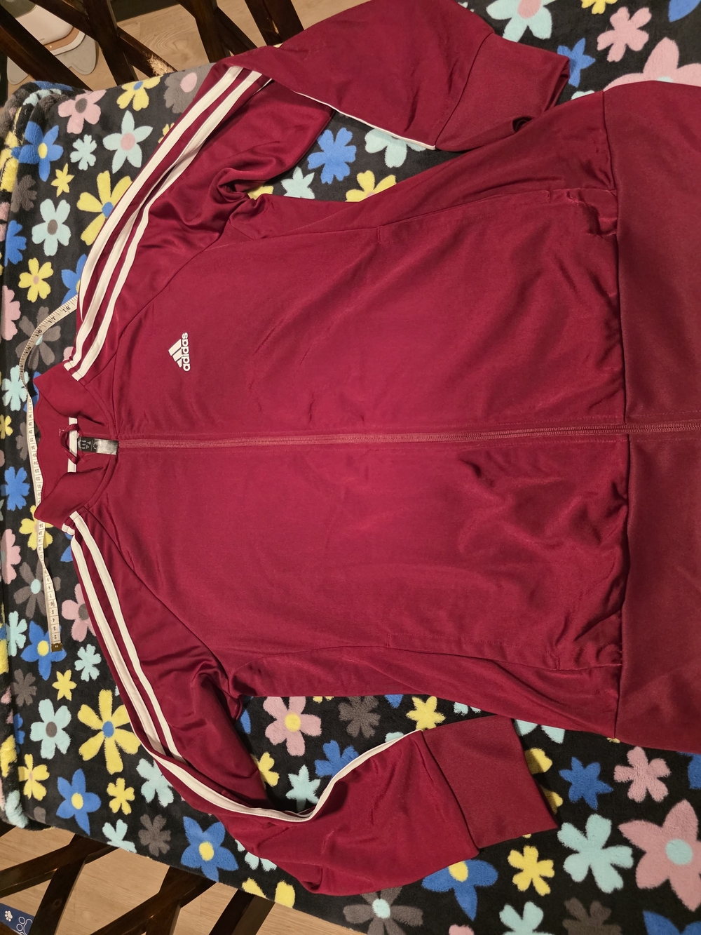 Adidas Maroon Track Jacket with White Stripes